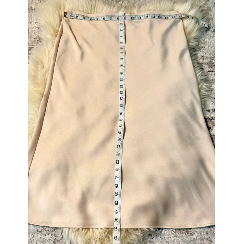Rachel Zoe Satin Midi Slip Skirt 12 Champagne Minimalist